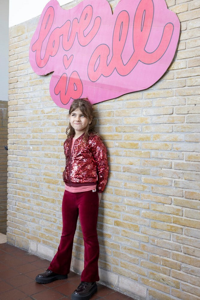 Flared broek velours rib - Queen Of Hearts