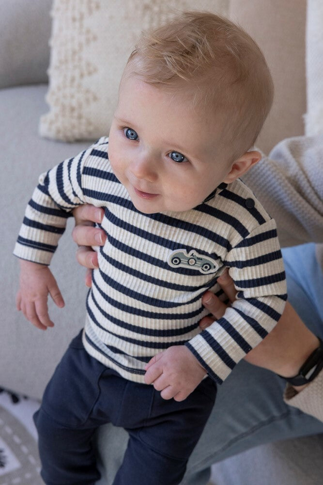 Longsleeve rib met streep -  Let's Go!